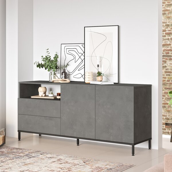 Komoda Houseland Zeke betón/čierna