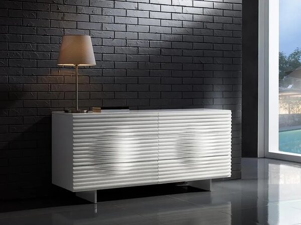 LivinHill Komoda Hudson 160 cm biela/chróm
