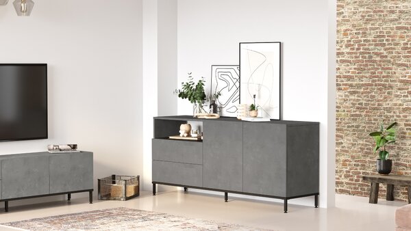 Komoda Houseland Zeke betón/čierna