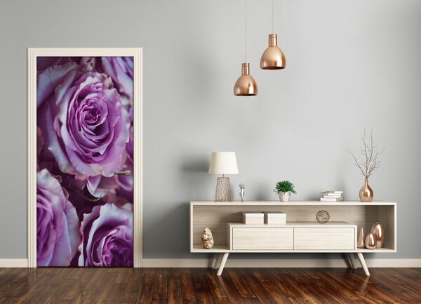 Samolepiace fototapety na dvere fialové ruže 95x205 cm