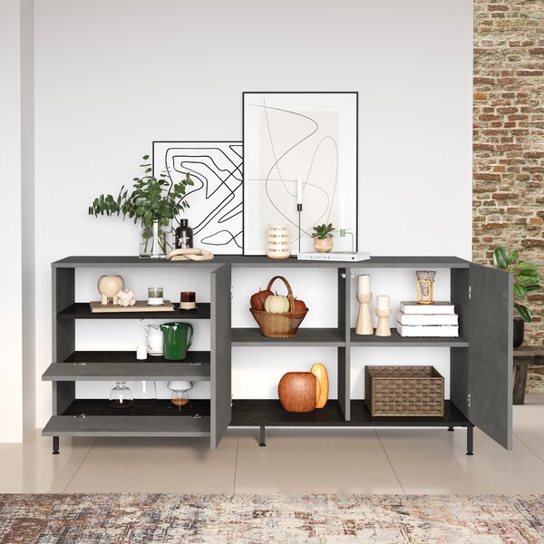 Komoda Houseland Zeke betón/čierna