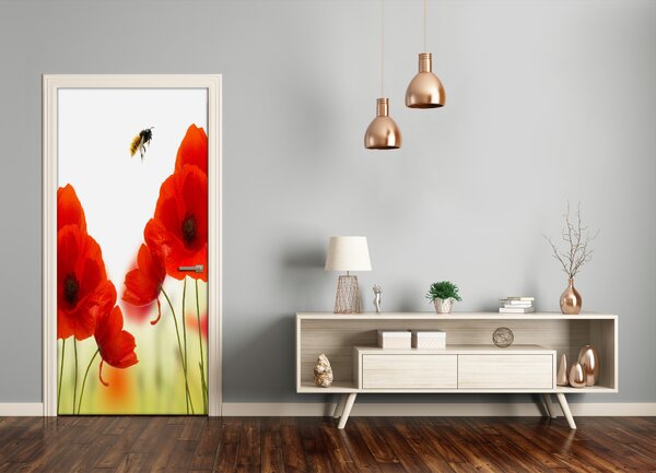 Fototapeta na dvere pole mak 85x205 cm