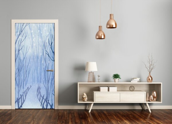 Fototapeta na dvere samolepiace les zima 85x205 cm