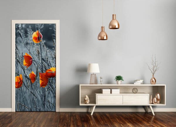 Fototapeta na dvere pole mak 85x205 cm