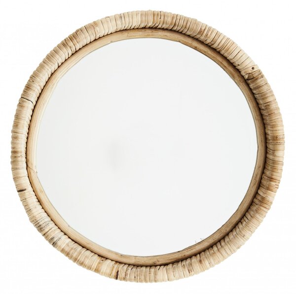 Okrúhle zrkadlo v bambusovom ráme Natural