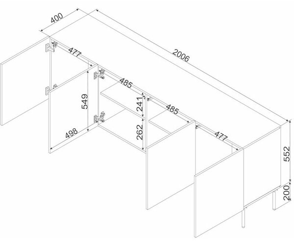 HALMAR Komoda Isla 200 cm I čierna