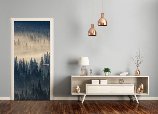 Fototapeta na dvere samolepiace hmla nad lesom 75x205 cm