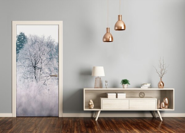 Fototapeta na dvere samolepiace les zima 85x205 cm