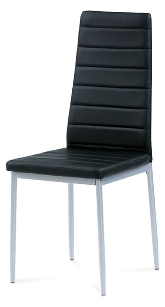 Jedálenská stolička, koženka čierna, sivý lak