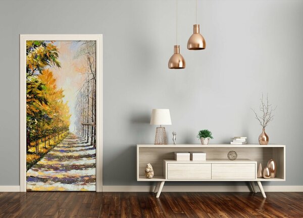 Fototapeta na dvere zima jeseň 95x205 cm