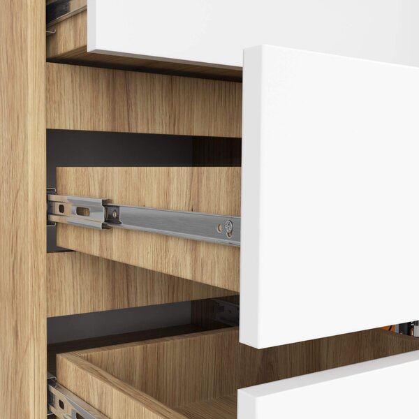 Ak furniture Komoda JERRY 80 cm 1 dvere 5 zásuviek biela/dub artisan