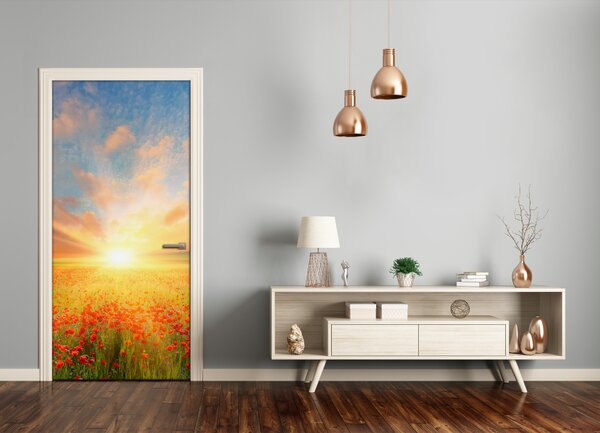 Fototapeta na dvere krajina pole makov 85x205 cm
