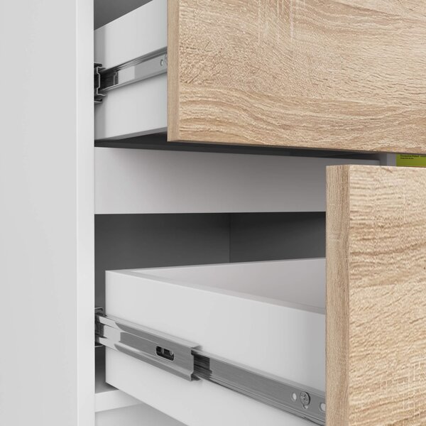 Ak furniture Komoda JERRY K 80 cm 1 dvere 3 zásuvky biela/dub sonoma