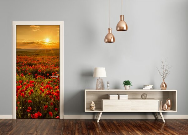 Fototapeta na dvere krajina pole makov 75x205 cm