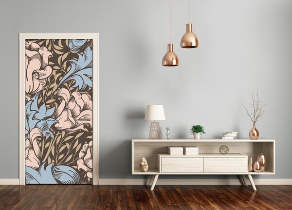 Samolepiace fototapety na dvere kvety a lístia 75x205 cm
