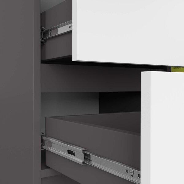 Ak furniture Komoda JERRY K 80 cm jedny dvere 3 zásuvky šedá/biela