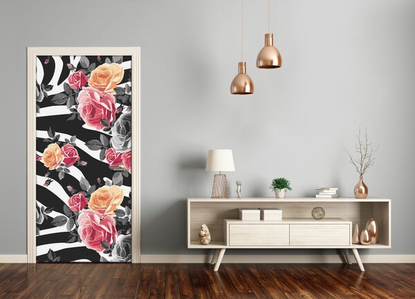 Samolepiace fototapety na dvere ruže zebra 85x205 cm