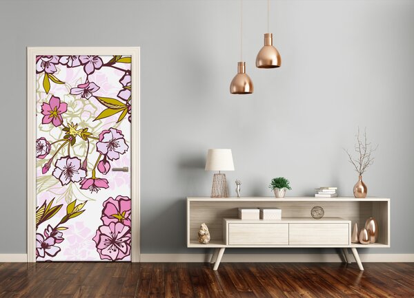 Samolepiace fototapety na dvere kvety višne 95x205 cm