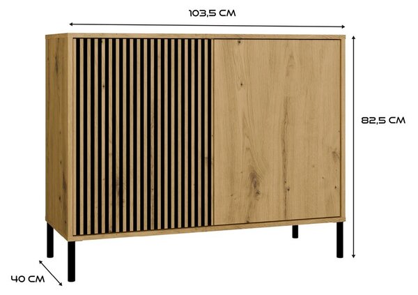 TP Living Komoda Kamaro 2D Slim 103 cm II dub Artisan/čierna