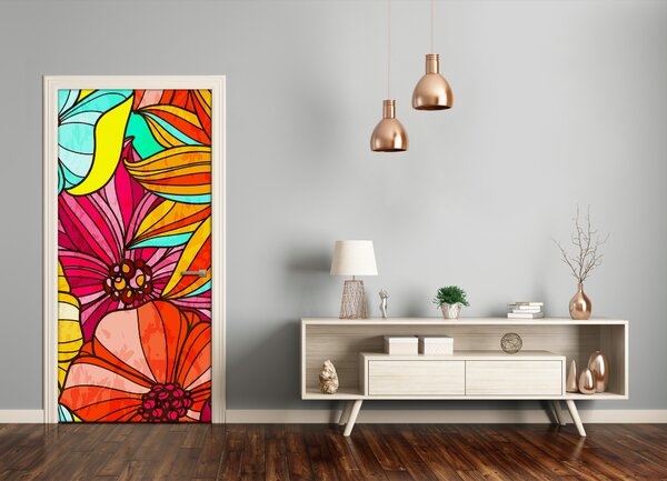 Samolepiace fototapety na dvere Kolorowe kvety 85x205 cm