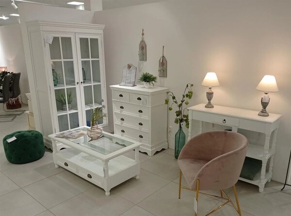 LivinHill Komoda Latina 85 cm z masívu biela