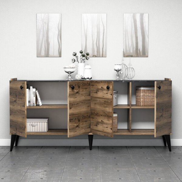 Kalune Design Komoda Lidya orech/čierna