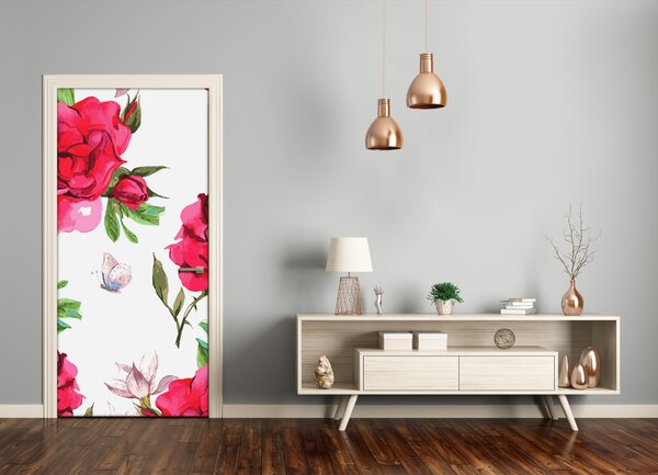 Samolepiace fototapety na dvere červená ruža 95x205 cm