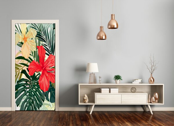 Samolepiace fototapety na dvere havajskej kvety 85x205 cm