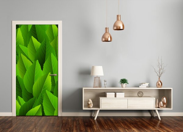 Samolepiace fototapety na dvere zelené lístie 85x205 cm