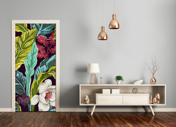 Samolepiace fototapety na dvere tropické kvety 85x205 cm