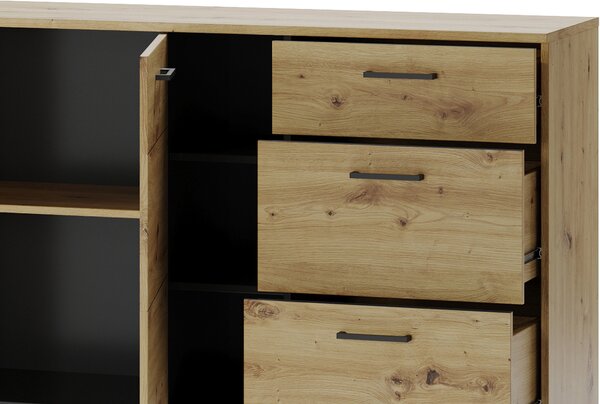 Szynaka Komoda Lucas II 48 180 cm dub Artisan/čierna