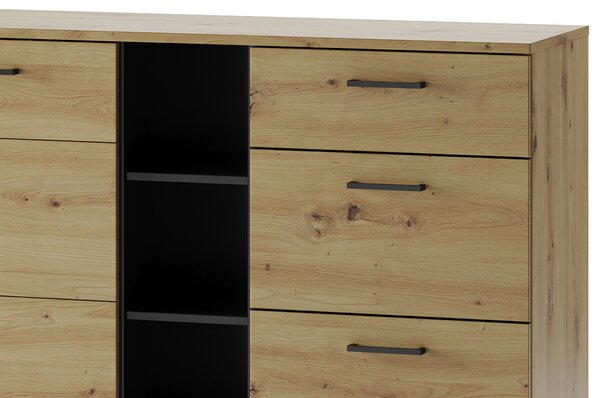 Szynaka Komoda Lucas II 48 180 cm dub Artisan/čierna