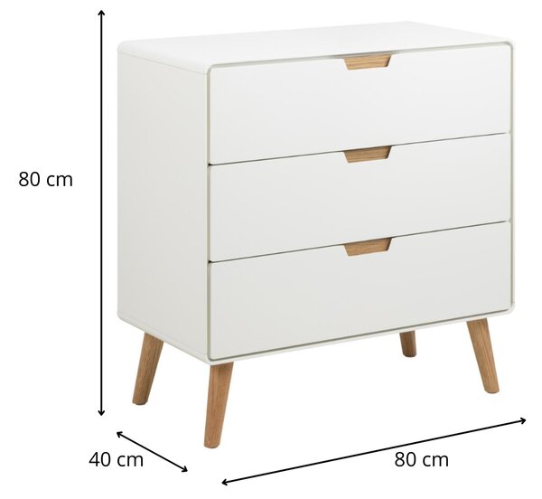Actona Komoda Lowell 80 cm biela/dub prírodný