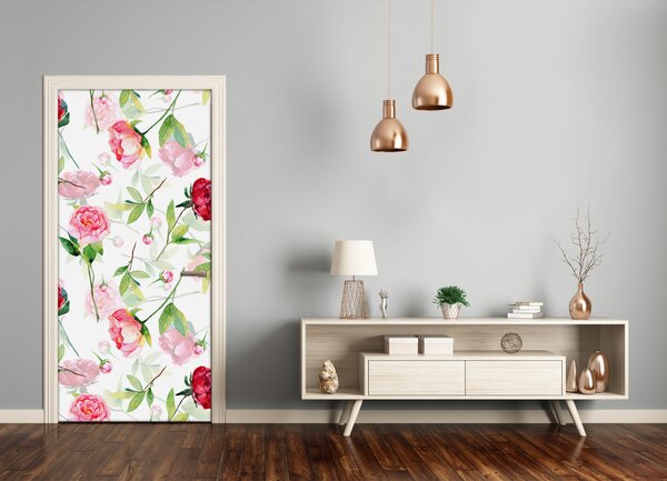 Samolepiace fototapety na dvere ruže a pivónie 75x205 cm