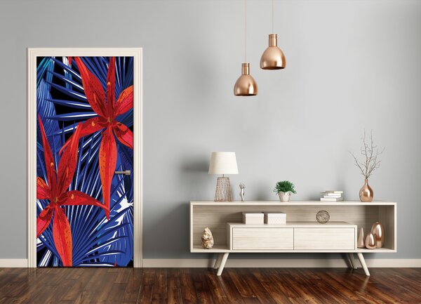Samolepiace fototapety na dvere tropické kvety 75x205 cm