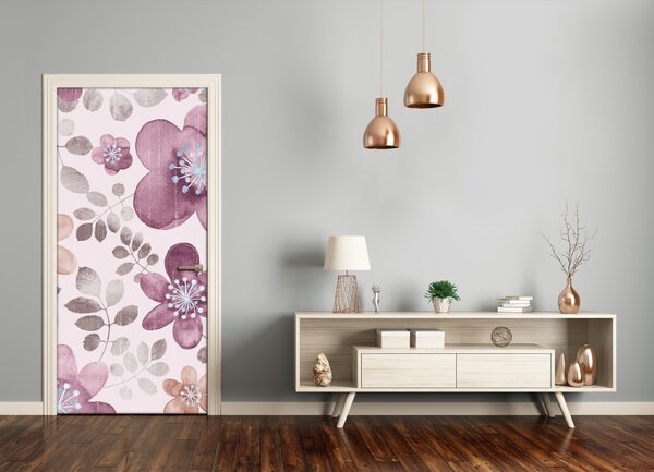 Samolepiace fototapety na dvere kvetinový vzor 95x205 cm