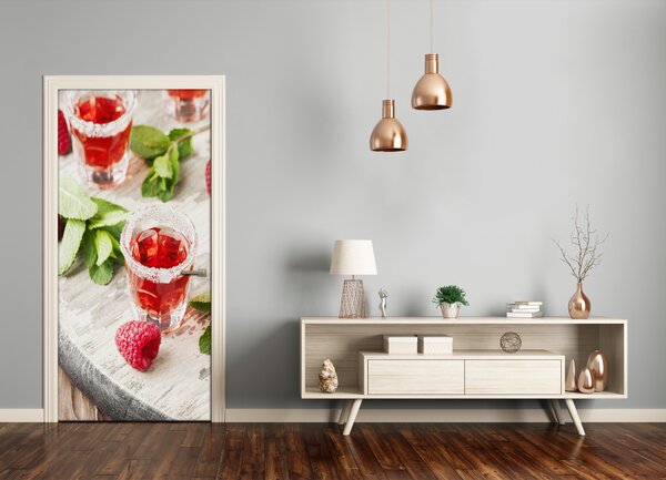 Samolepiace fototapety na dvere maliny a nápoje 75x205 cm