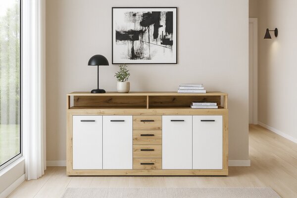 Vivaldi Komoda Luna 190 cm dub Artisan/biela