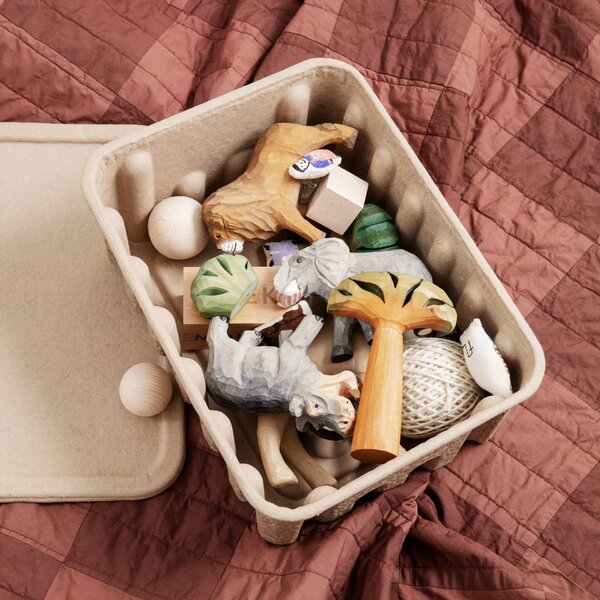 Úložný box s vekom Paper Pulp Small – set 2 ks