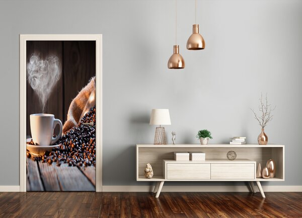 Samolepiace fototapety na dvere šálka kávy 95x205 cm