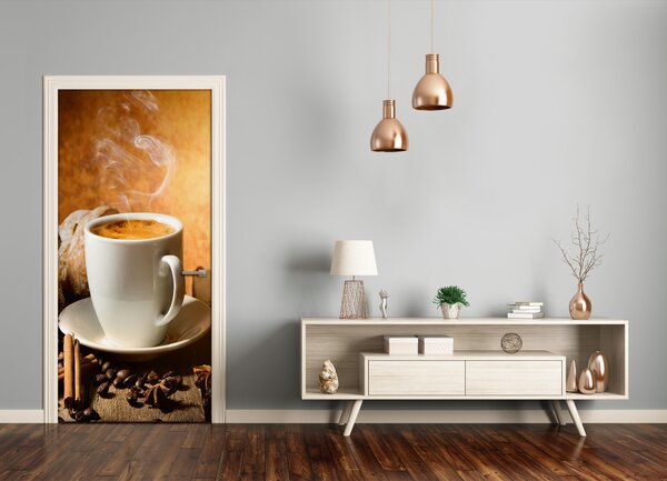 Samolepiace fototapety na dvere šálka kávy 85x205 cm