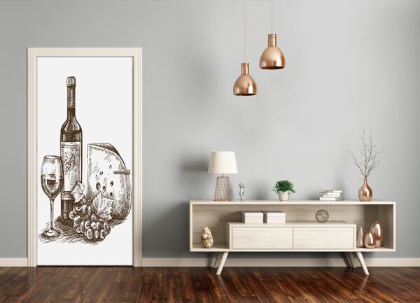 Fototapeta na dvere samolepiace víno a jednohubky 75x205 cm