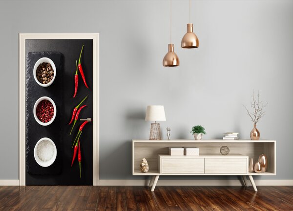 Fototapeta dvere samolepiace korenie a paprika 75x205 cm
