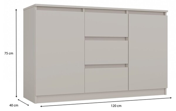 TP Living Komoda Malwa 2D3S 120 cm kašmírová