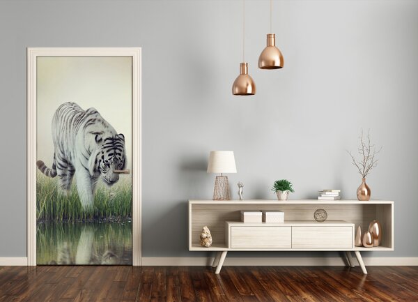 Samolepiace fototapety na dvere biely tiger 75x205 cm