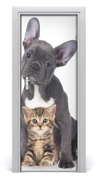Samolepiace fototapety na dvere Pes a mačka 95x205 cm