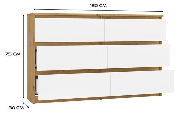 TP Living Komoda MALWA M6 120 cm dub artisan/biela