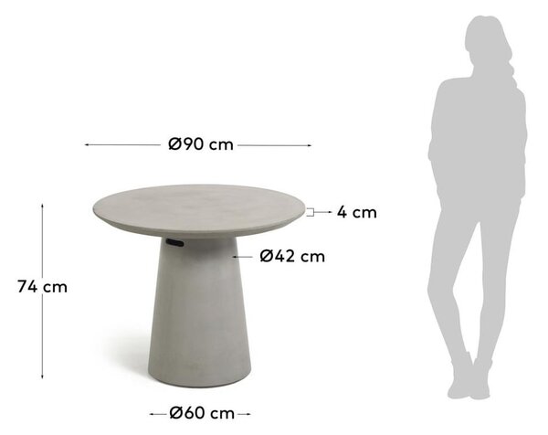 Betónový vonkajší jedálenský stôl Kave Home Itai, ⌀ 90 cm