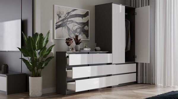 TP Living Komoda Malwa M6 120 cm antracit/biela