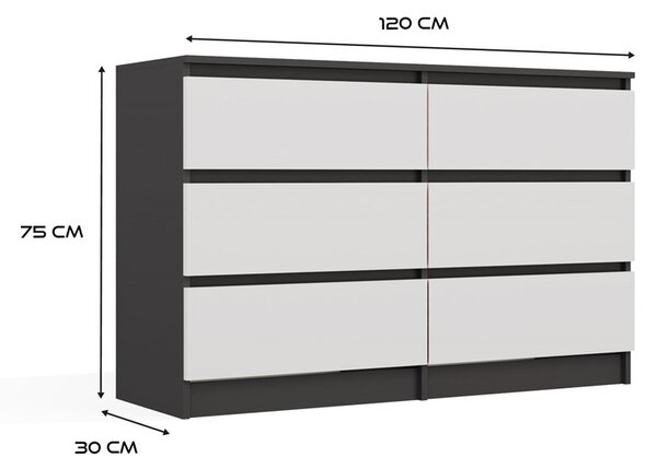 TP Living Komoda Malwa M6 120 cm antracit/biela